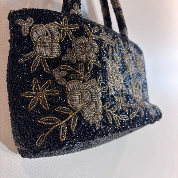 BEADED All Over Handbag Intricate Rise Floral Pattern Bag Purse Unbranded - Picture 4 of 10